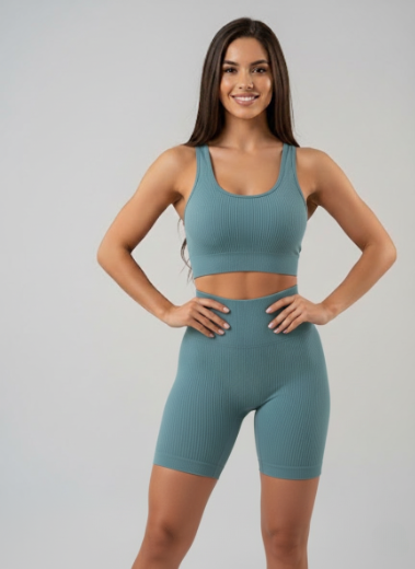 Conjunto Ribbed Seamless Crop Shorts