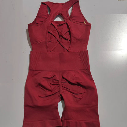 Conjunto Yoga Seamless Top Shorts Cintura Alta