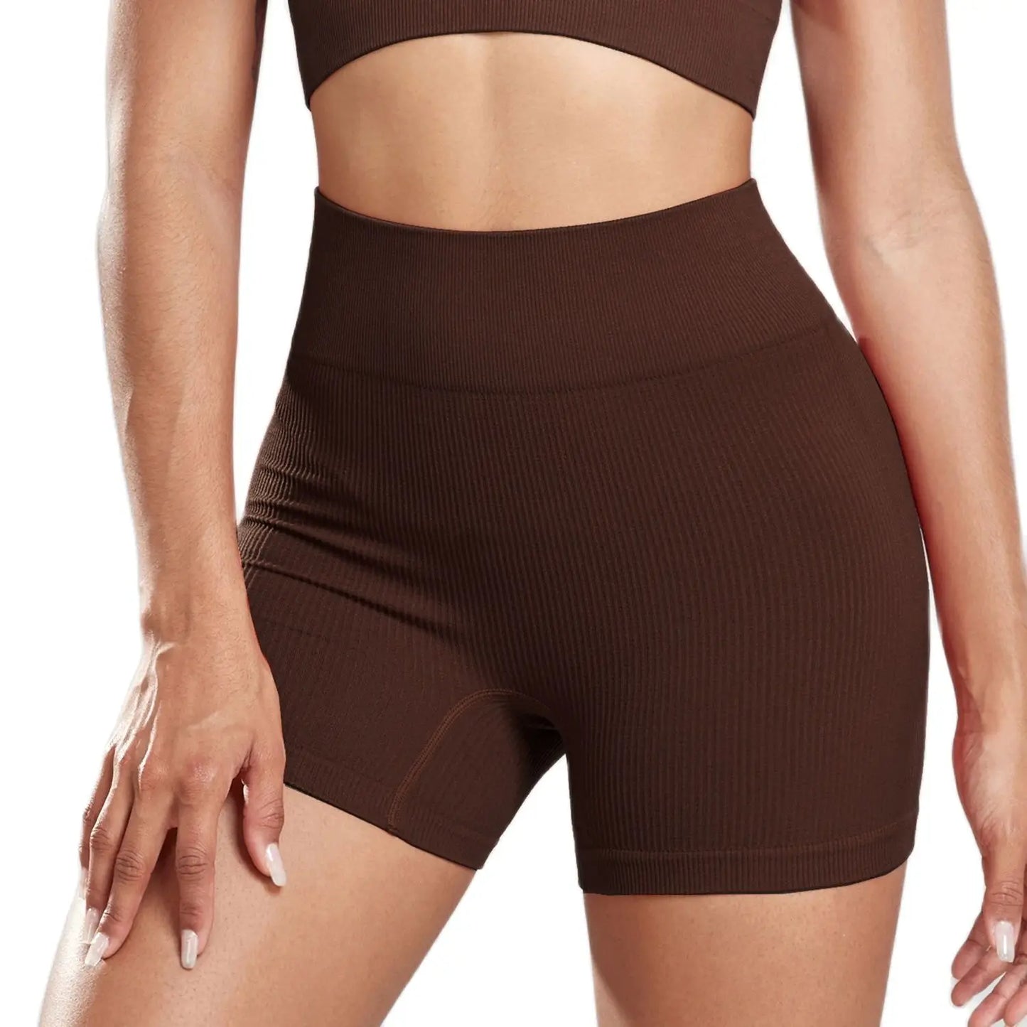 Shorts Seamless Ribbed Cintura Alta