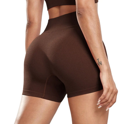 Shorts Seamless Ribbed Cintura Alta