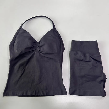 Conjunto Gym Seamless Top Backless Shorts