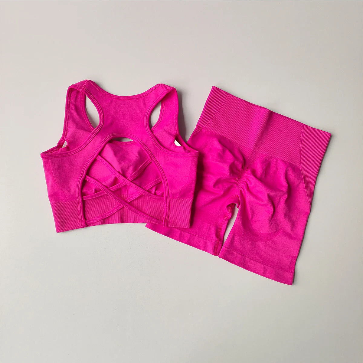 Conjunto Yoga Seamless Top Shorts Cintura Alta