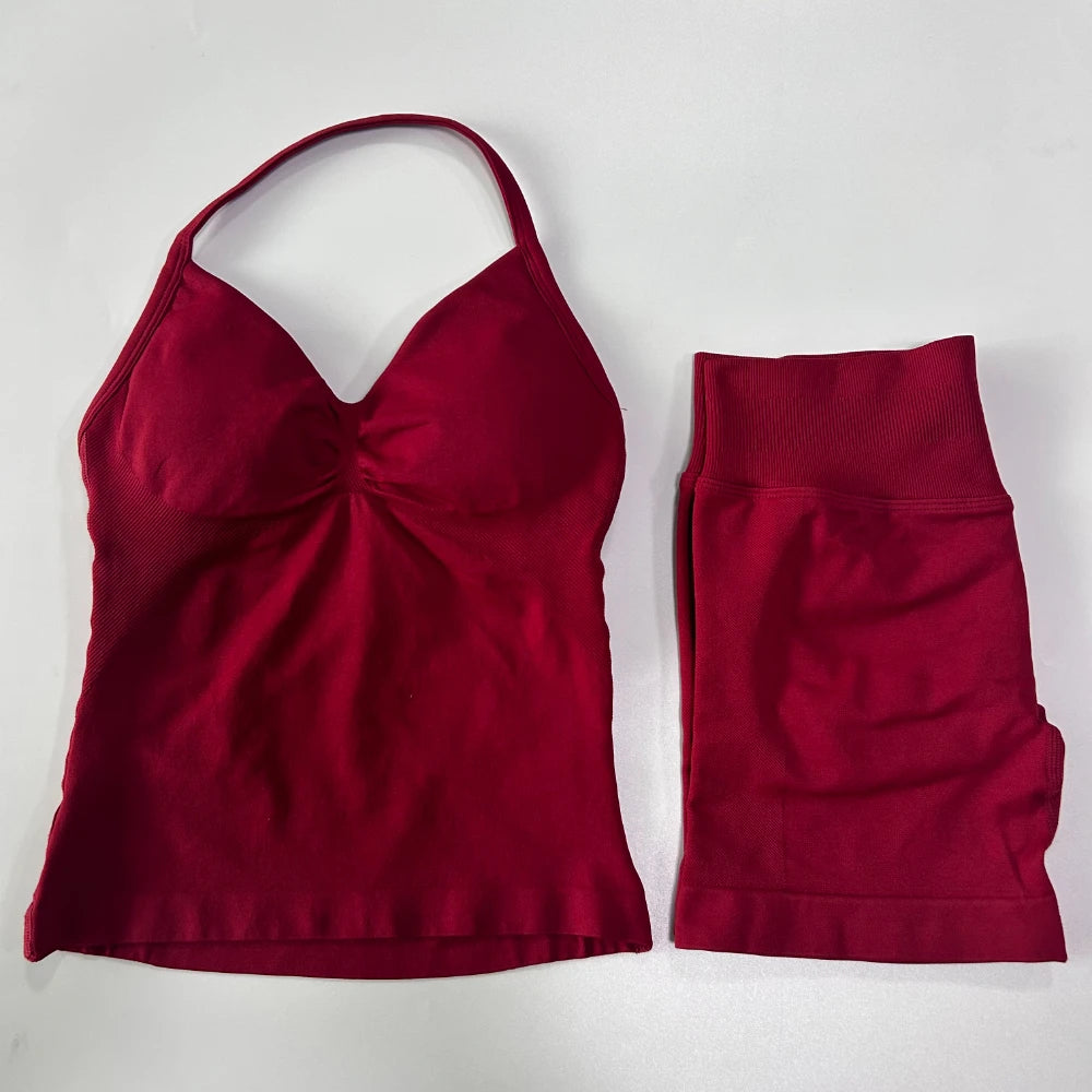 Conjunto Gym Seamless Top Backless Shorts