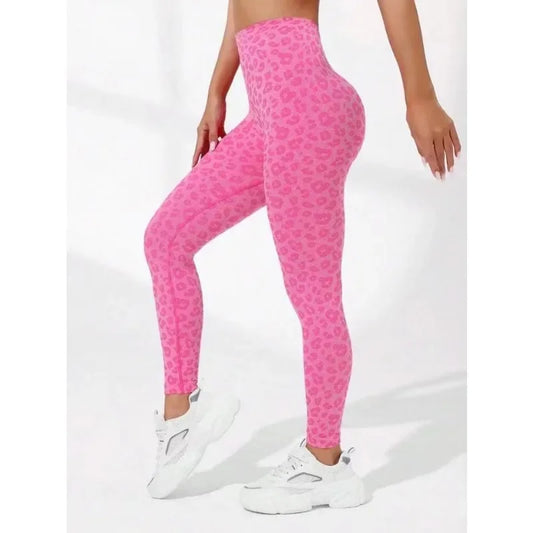 Leggings Femininas Semaless Leopardo Ginásio Slim