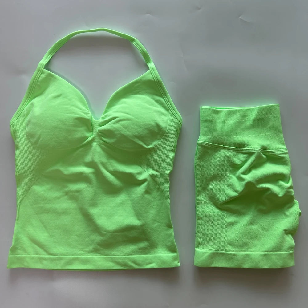 Conjunto Gym Seamless Top Backless Shorts