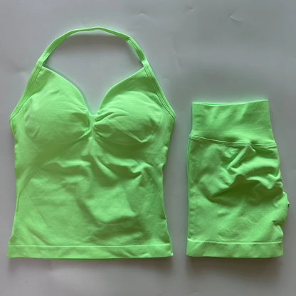 Conjunto Gym Seamless Top Backless Shorts