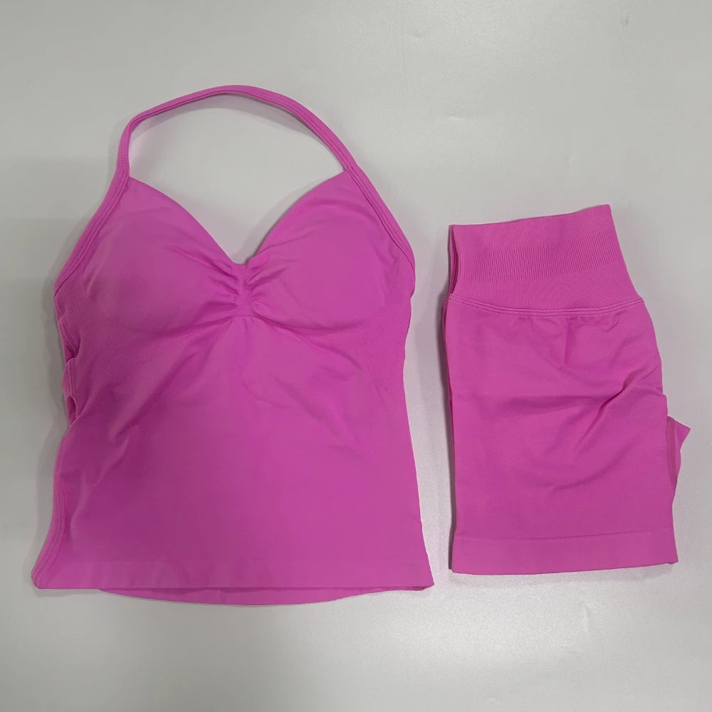 Conjunto Gym Seamless Top Backless Shorts