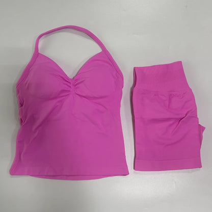 Conjunto Gym Seamless Top Backless Shorts