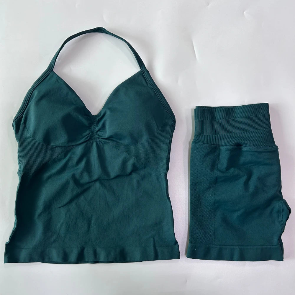 Conjunto Gym Seamless Top Backless Shorts