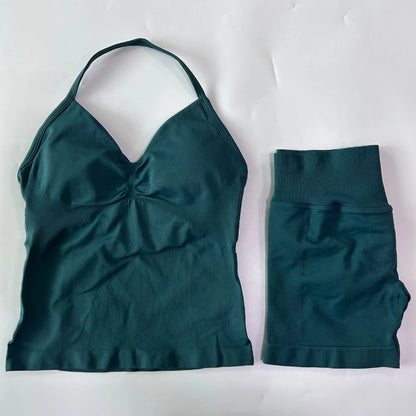 Conjunto Gym Seamless Top Backless Shorts