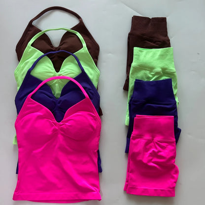 Conjunto Gym Seamless Top Backless Shorts