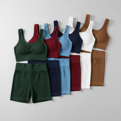 Conjunto Ribbed Seamless Crop Shorts